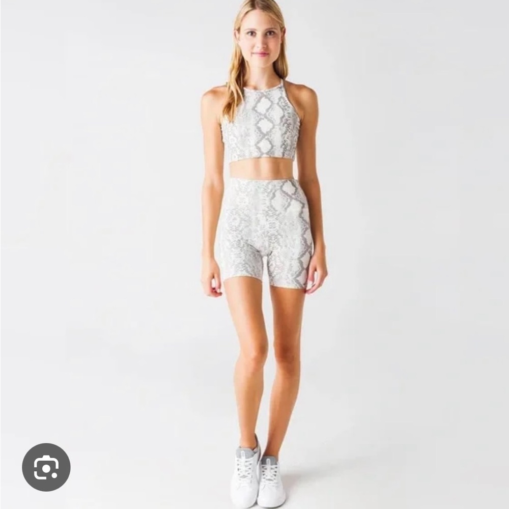 Beach Riot Ribbed Athletic Biker Shorts in Snake Print